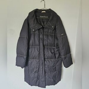 Perry Ellis Women's Black Long Down Filled Puffer Coat, Size XL